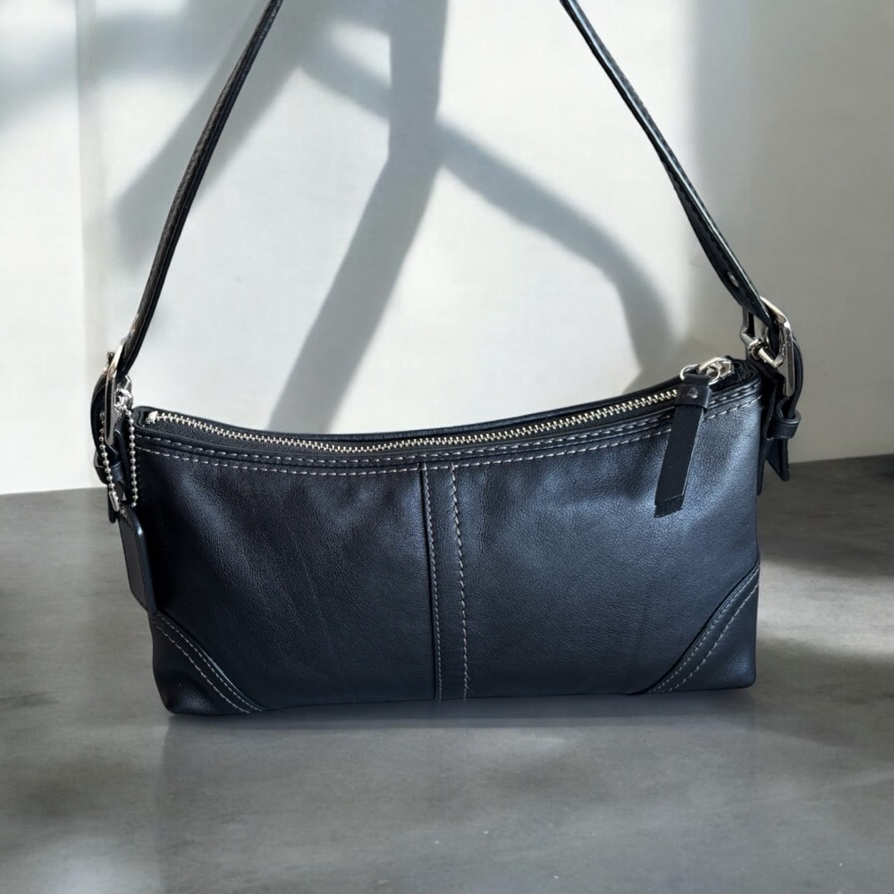 Coach Black Leather Demi Baguette